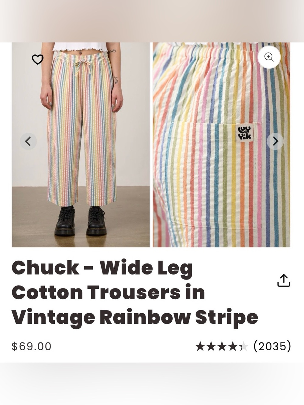 Lucy &yak wide leg cotton trousers - Picture 4 of 4